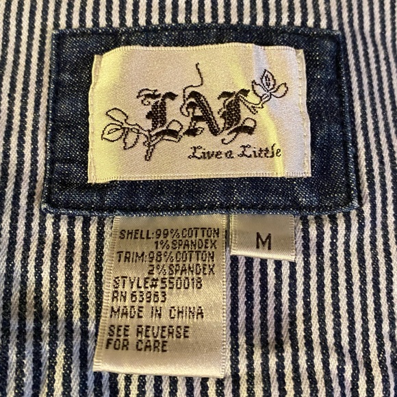 Live A Little Denim Jean Jacket 3/4 Sleeve Jacket Size M - Picture 5 of 7